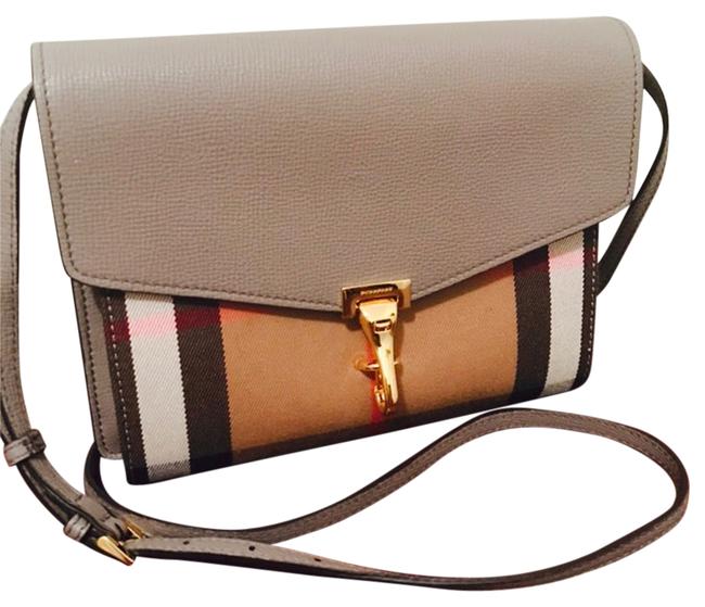 Burberry Housecheck Thistle Grey Leather Cross Body Bag
