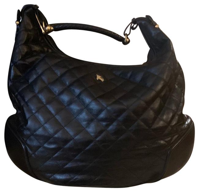 Burberry Hoxton Quilted Black Calfskin Leather Hobo Bag