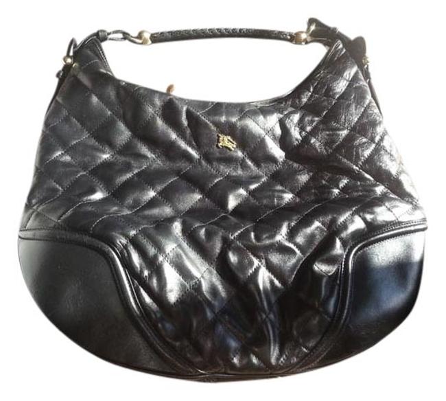 Burberry Hoxton Quilted Black Leather Hobo Bag