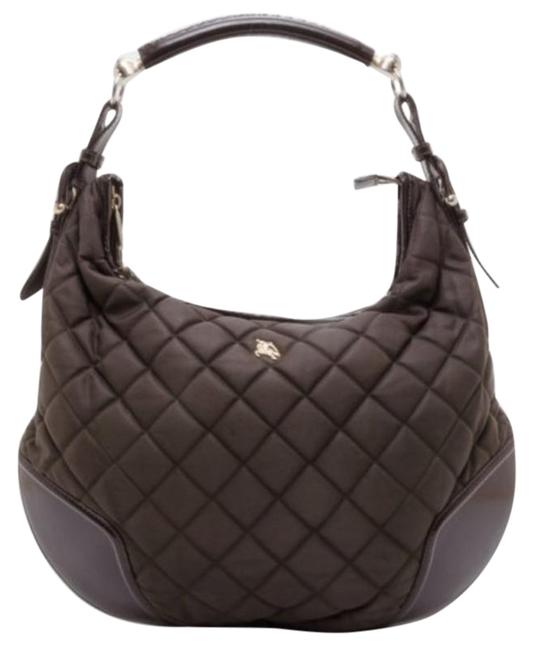 Burberry Hoxton Quilted Brown Fabric Hobo Bag