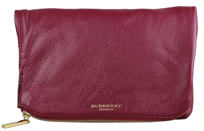Burberry Kendal Pale Crimson Burgundy Red Leather Clutch