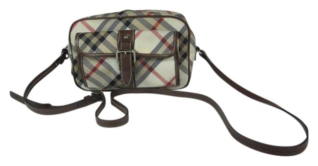 Burberry Khaki Nova Check JacquardLeather Cross Body Bag