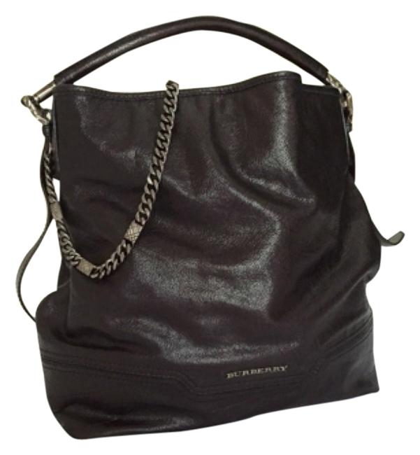 Burberry Avington Black Leather Hobo Bag