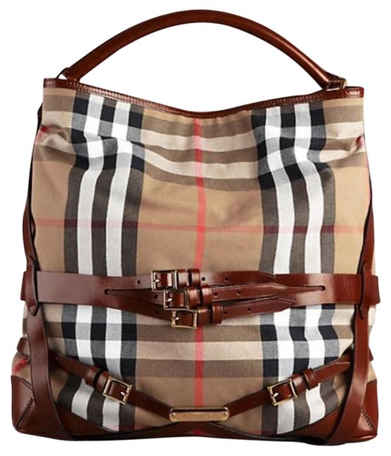 Burberry Large Bridle House Check Hobo Bag