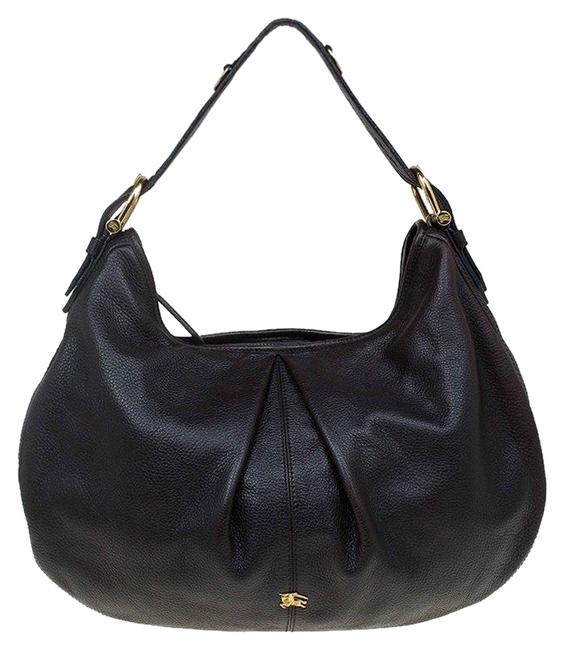 Burberry Large Malika Black Leather Hobo Bag