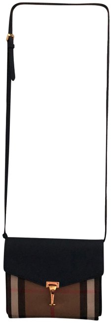 Burberry Large NavyCheck Textured LeatherCanvas Cross Body Bag