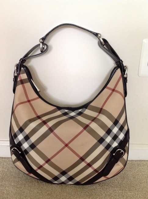 Burberry Large Nova Check Hobo Bag