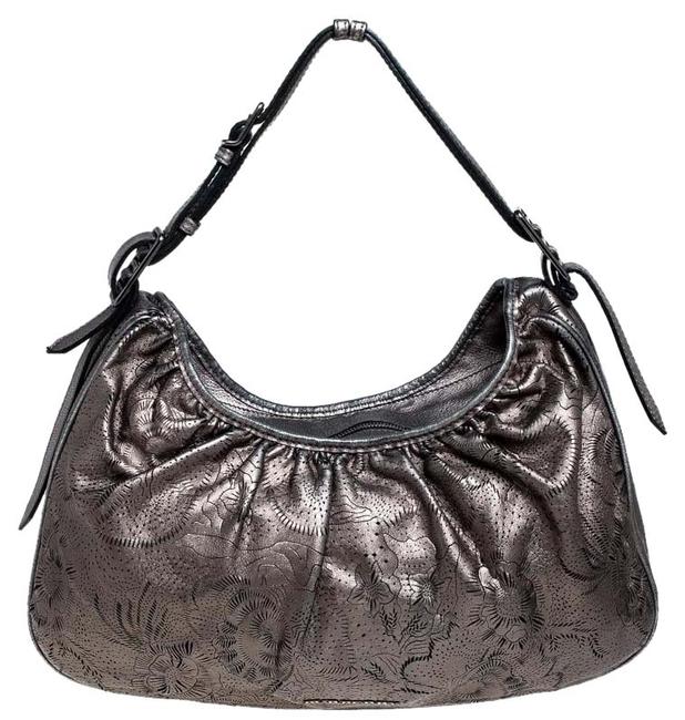 Burberry Lasercut Floral Avondale Metallic Leather Hobo Bag