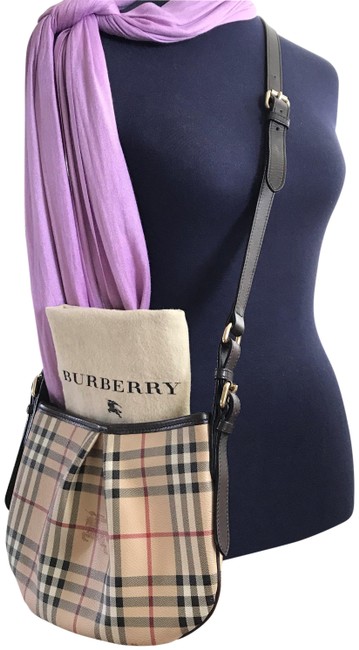 Burberry Like New Convertible Multicolor Leather Canvas Cross Body Bag