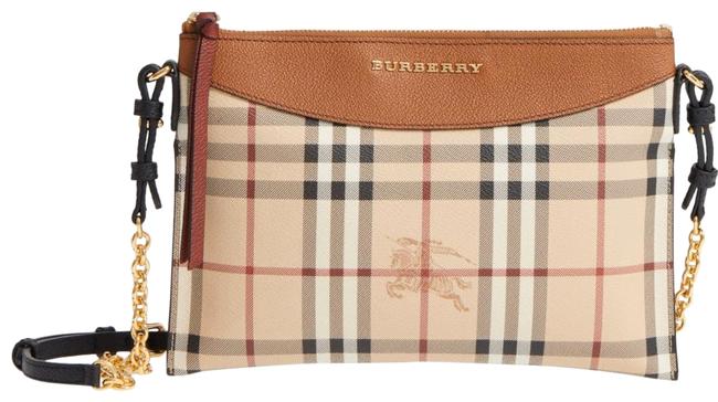 Burberry Limited Haymarket Peyton Dusty Shoulder Brown Leather Cross Body Bag
