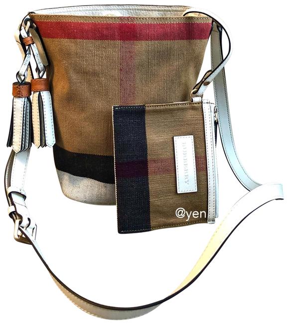 Burberry Limited Mini Check Ashby Tassel White Canvas Cross Body Bag
