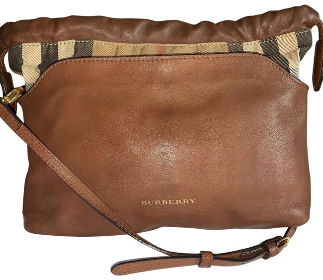 Burberry Little Crush Brown and House Check Leather Canvas Cross Body Bag