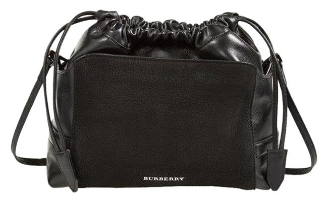 Burberry Shoulder Bag Little Crush Drawstring Black Leather Clutch