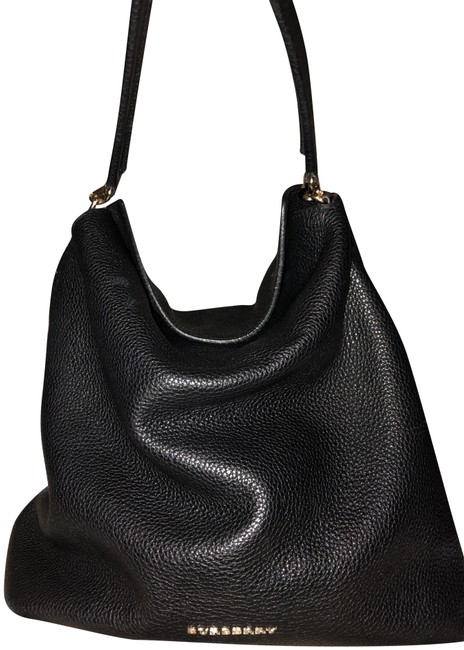 Burberry London Black Grainy Leather Hobo Bag