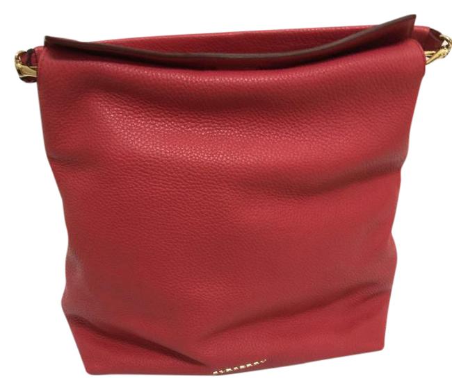 Burberry Handbag London Grainy Medium Cable Pink Azalea Leather Hobo Bag