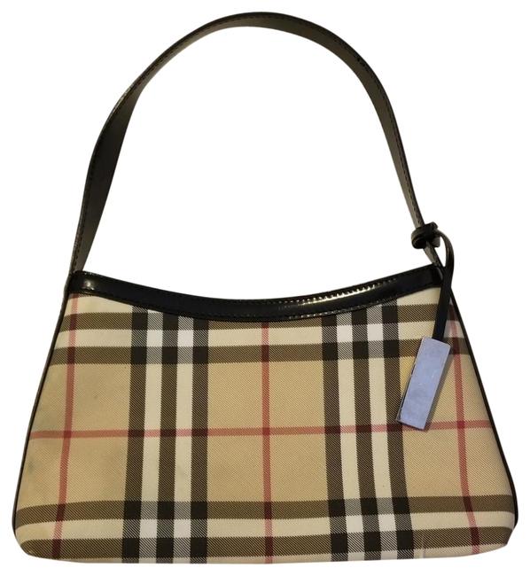 Burberry London Nova Small Nude Black Canvas Hobo Bag