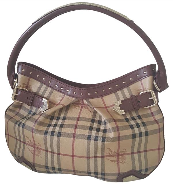 Burberry London Studded Sholder Brown Leather Hobo Bag