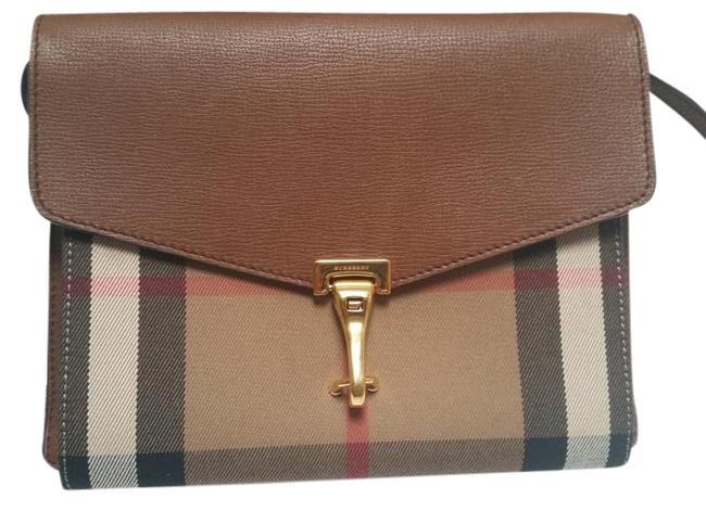 Burberry Macken Brown LeatherCotton Canvas Cross Body Bag