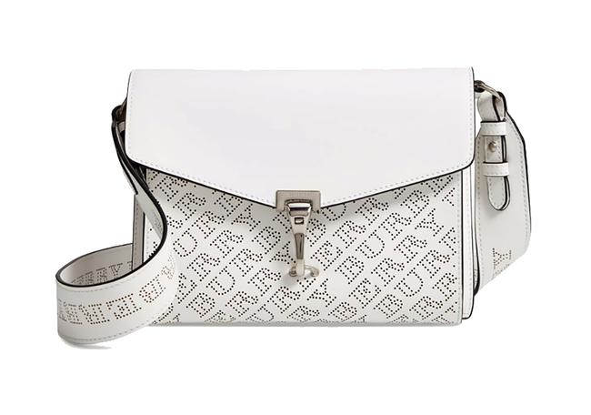 Burberry Macken Perforated Chalk White Leather Cross Body Bag