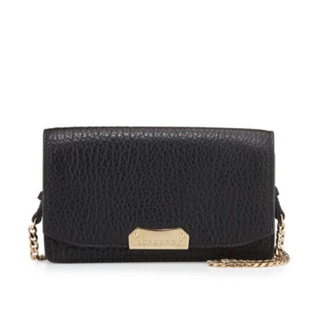 Burberry Madison Wallet On A Chain Black Pebbled Leather Cross Body Bag