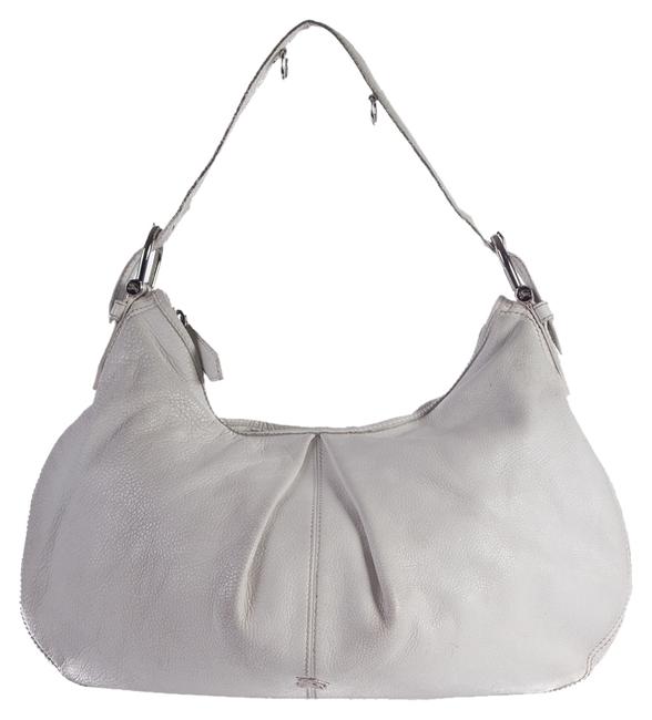 Burberry Malika Pleated 13765 White Leather Hobo Bag