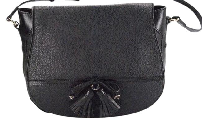 Burberry Maydown Medium Grainy Tassle Bow Black Leather Hobo Bag