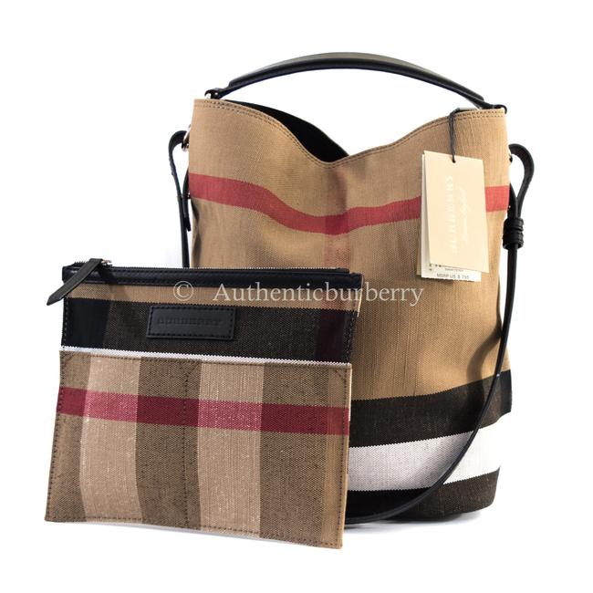 Burberry Medium Ashby In Canvas Check and Leather Black Hobo Bag