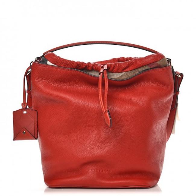 Burberry Medium Ashby Red Leather Hobo Bag