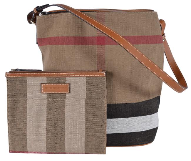 Burberry Medium Ashby Saddle Brown Canvas Hobo Bag