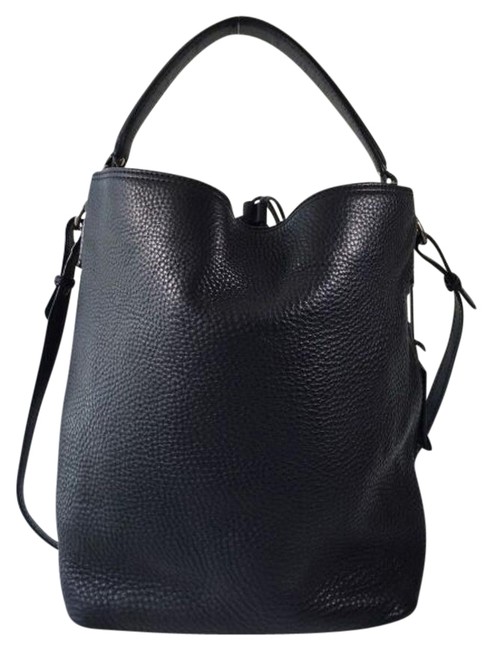 Burberry Medium Brit Check Black Leather Hobo Bag