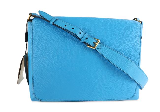 Burberry Medium Burleigh Blue Leather Cross Body Bag