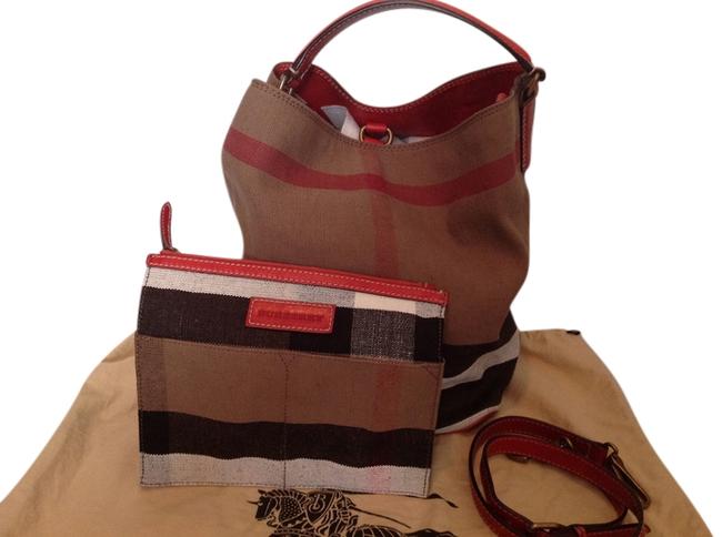 Burberry Medium Check LeatherCanvas Hobo Bag