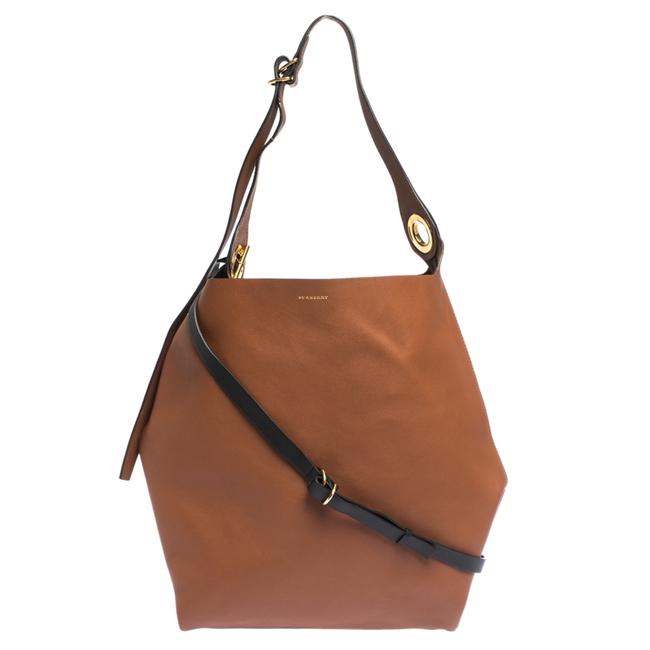 Burberry Medium Grommet Tan Leather Hobo Bag