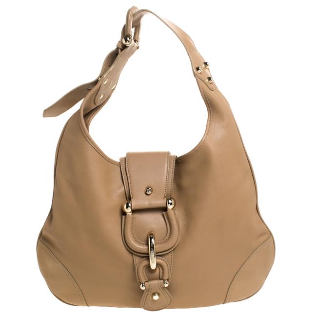 Burberry Medium Hillgate Brown Leather Hobo Bag