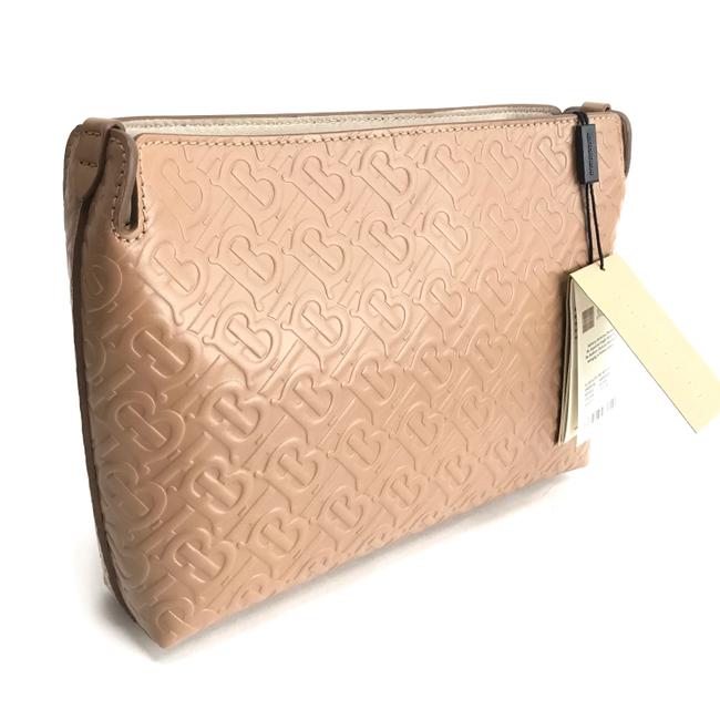 Burberry Medium Light Camel Calf Grain Leather Clutch