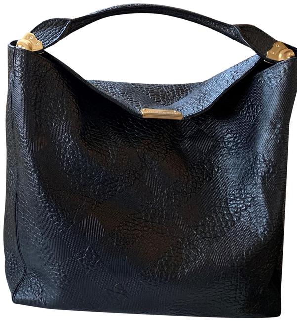 Burberry Medium Lindburn Black Leather Hobo Bag