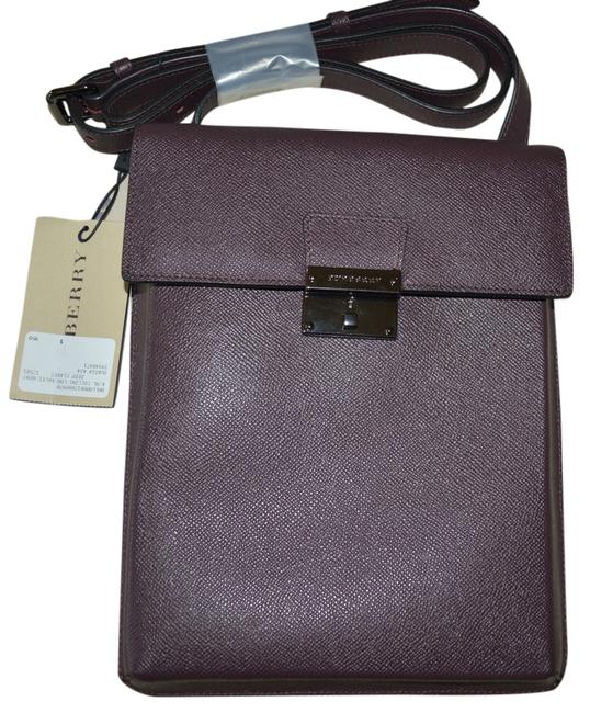 Burberry Messenger Purse Claret Leather Cross Body Bag