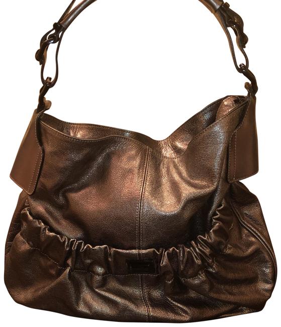 Burberry Metallic Grey Leather Hobo Bag