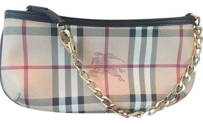 Burberry Monogram Beige Brown Leather Clutch