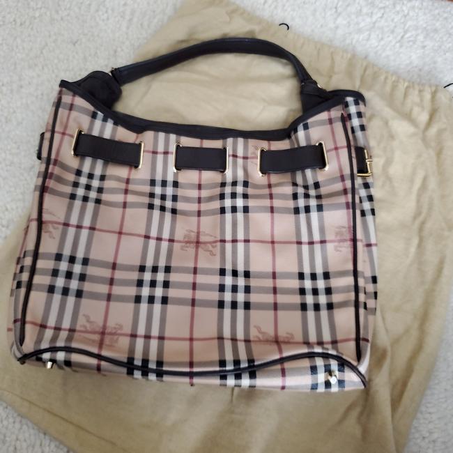 Burberry Monogram Classic Check Leather Hobo Bag
