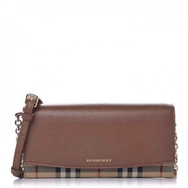 Burberry New Check Henley Womens Purse Wallet Tan Leather Cross Body Bag
