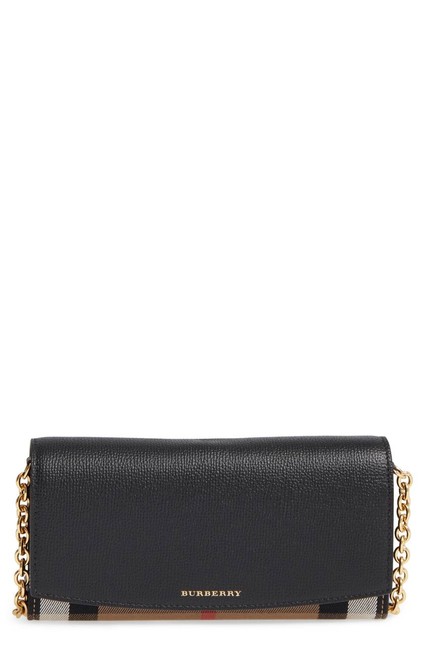 Burberry New Henley Chain Wallet Black Canvas Cross Body Bag