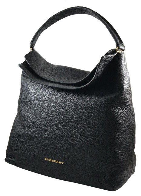 Burberry New Medium Black Calf Leather Hobo Bag