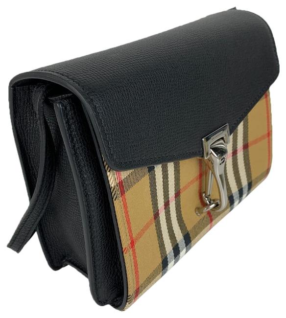 Burberry New Mini And Black + Check Calfskin Leather Cross Body Bag