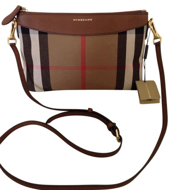 Burberry New Peyton House Check CanvasLeather Cross Body Bag