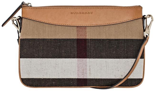 Burberry New Peyton House Check Saddle Brown Canvas Cross Body Bag