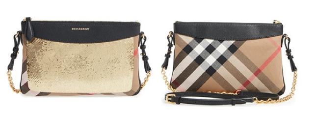 Burberry New Sequin Peyton Nova Check 111874 Tan Canvas Cross Body Bag