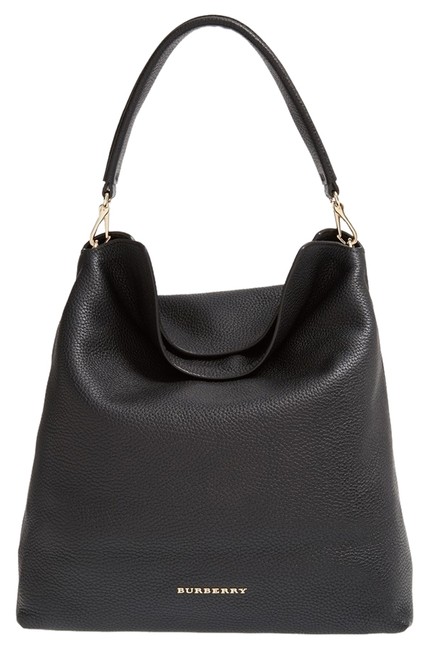 Burberry New Tags Grainy Slouchy Purse Black Leather Hobo Bag