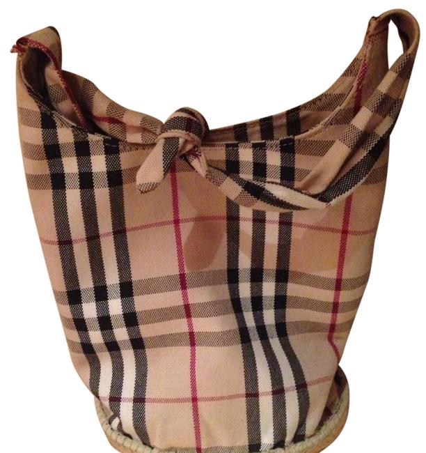Burberry Not Known Plaid Canvas Hobo Bag