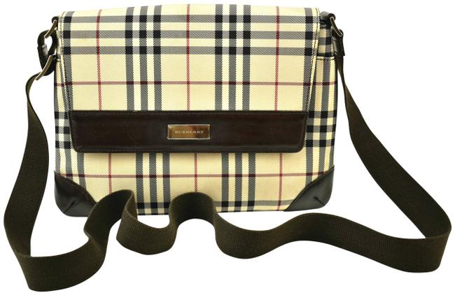 Burberry Nova CheckBrown Leather Shoulder Jacquard Cross Body Bag